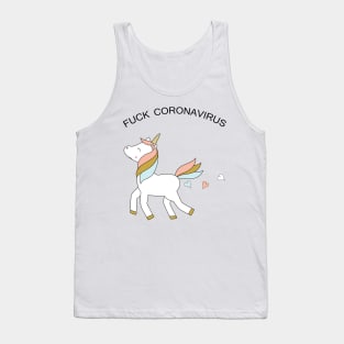 Unicorn - fuck coronavirus, black text Tank Top